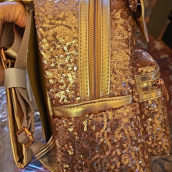 Loungefly Gold Sequin Backpack with Bow main image 5